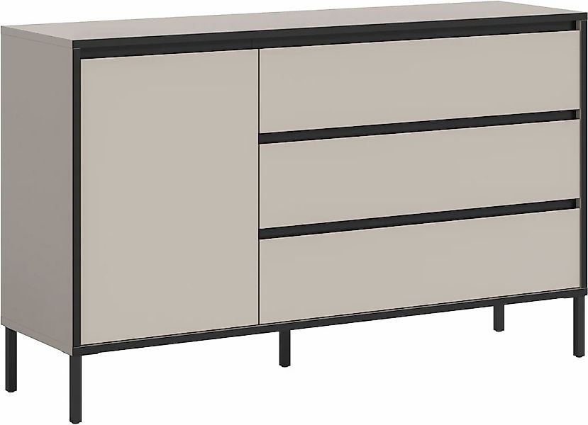 INOSIGN Sideboard "NORT, Breite: 136cm, mit Metall Stabfuß, 1 Tür, 3 Schubk günstig online kaufen