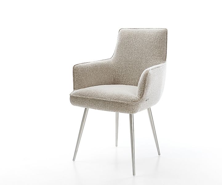 Esszimmerstuhl Heira-Flex mit Armlehnen Webstoff Soft Beige 4-Fuß konisch E günstig online kaufen