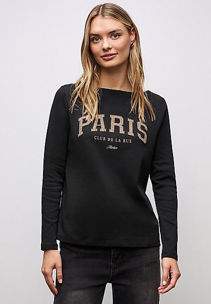 STREET ONE Langarmshirt mit Print, Wording Print im Leo-Look günstig online kaufen