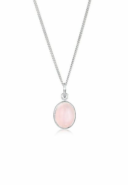 Elli Kette mit Anhänger Anhänger Rosenquarz Rosa Oval 925 Silber günstig online kaufen