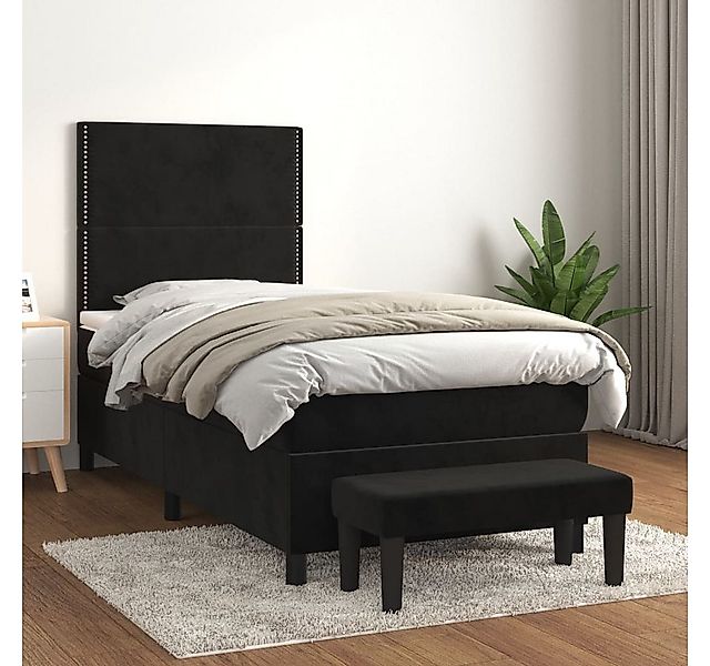 vidaXL Boxspringbett, Boxspringbett mit Matratze Schwarz 90x190 cm Samt günstig online kaufen
