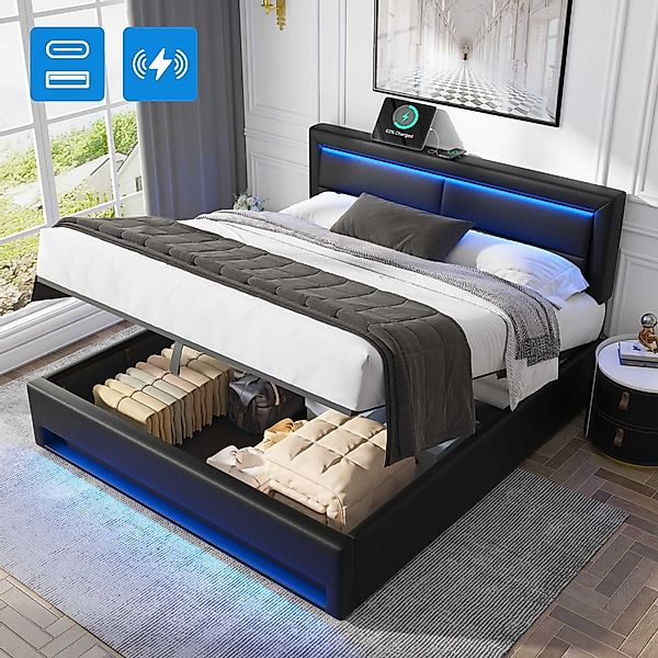 BlingBin Polsterbett Hydraulisches Bett, Stauraumbett, Funktionsbett günstig online kaufen