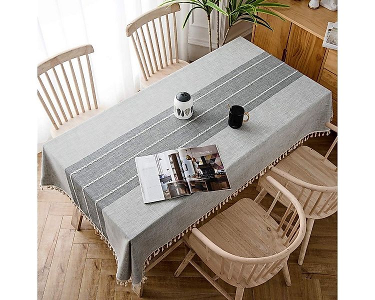 BYSURE Tischdecke (1-tlg), Tischdecke aus Baumwolle Leinen, Stickerei günstig online kaufen