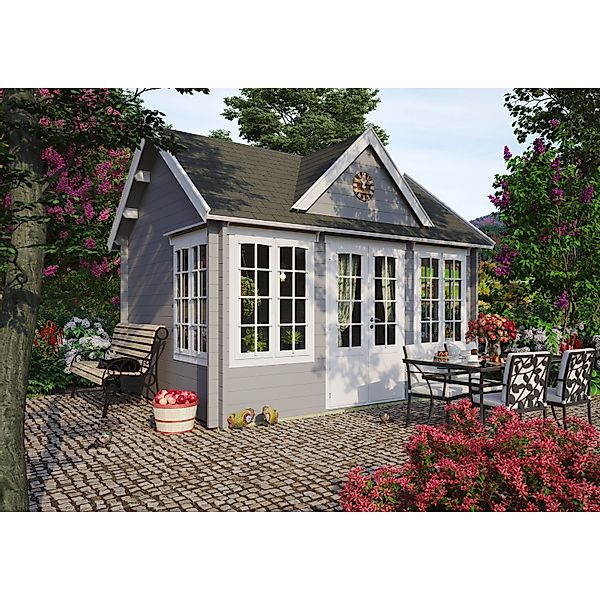 Fjordholz Gartenhaus Modell Teehaus Windsor 28 Grau Imprägniert günstig online kaufen