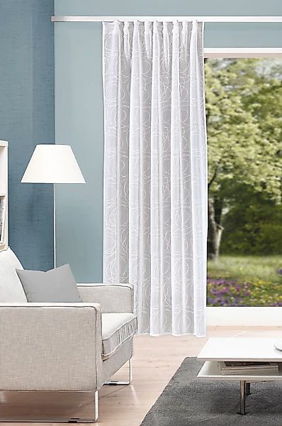 HOME WOHNIDEEN Gardine »DITOS«, (1 St.), Kombibandschal Leinenoptik, bestic günstig online kaufen