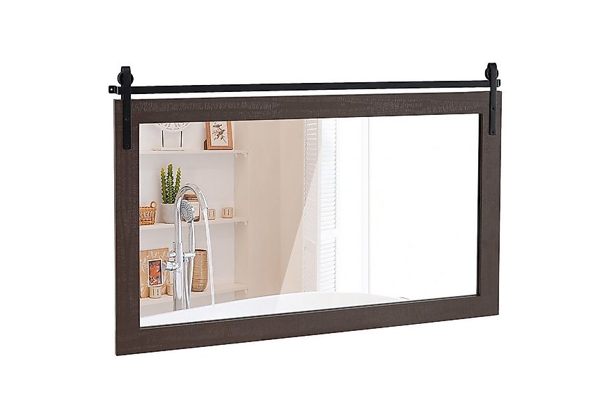 COSTWAY Dekospiegel, Rustikaler Wandspiegel mit Holzrahmen, 100 x 66 cm günstig online kaufen