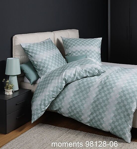 Janine Janine Mako-Satin Bettwäsche moments 98128 türkisgrün Größe:  155x22 günstig online kaufen