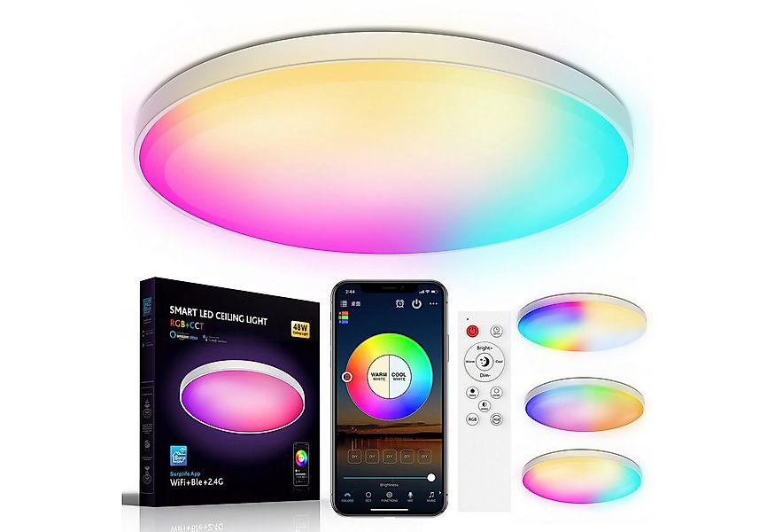 Rosnek LED Deckenleuchte 48/30W, RGB+CCT, WiFi, Unterputzmontage, für Schla günstig online kaufen