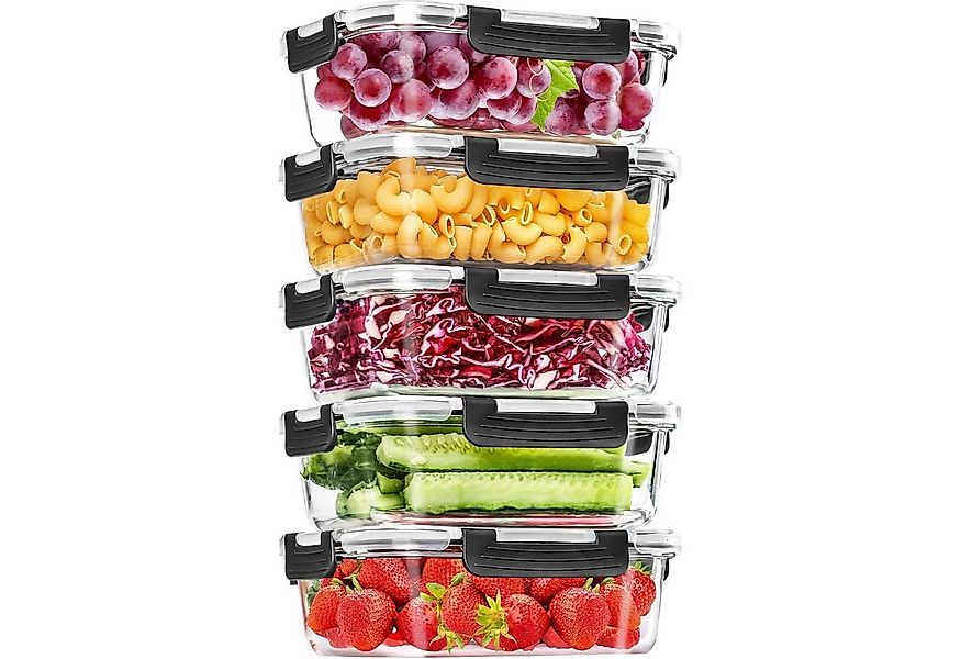 LuxusKollektion Aufbewahrungsbox Glas-Frischhaltedosen Set 10-teilig lebens günstig online kaufen