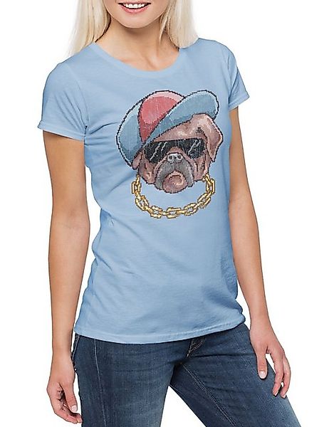 Urban Backwoods Print-Shirt Pixel Pug Life Damen T-Shirt Hund Hunde Liebe B günstig online kaufen