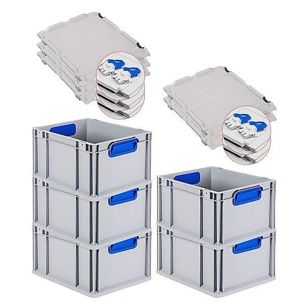 PROREGAL Spar Set 5x Eurobox Nextgen Color Mit Scharnierdeckel & Schiebesch günstig online kaufen
