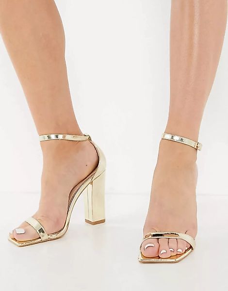 Glamorous – Sandalen mit Blockabsatz in Goldspiegel günstig online kaufen