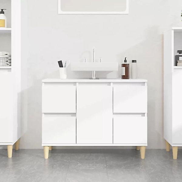 Vidaxl Waschbeckenunterschrank Weiß 80x33x60 Cm Holzwerkstoff günstig online kaufen
