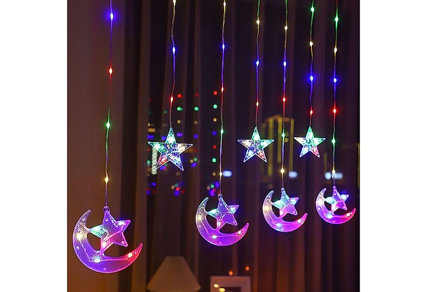 Rosnek LED-Lichtervorhang 2.3M, Mond mit Stern, batterie, für Zelt Party Ra günstig online kaufen