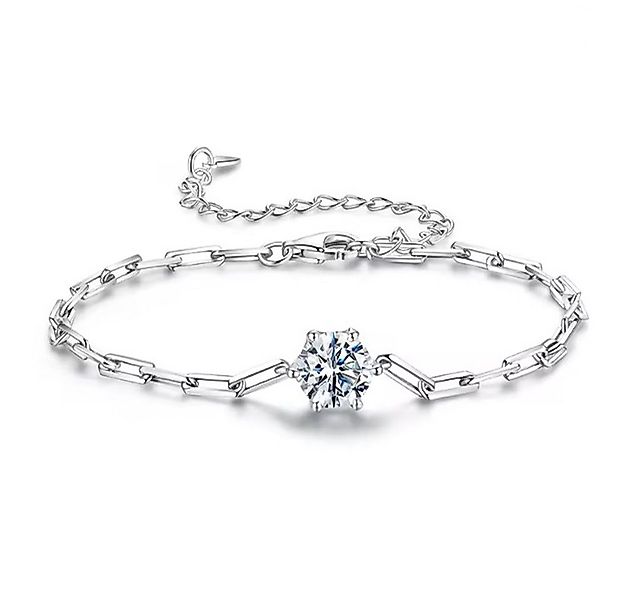 Runde Perlé Silberarmband 925 Sterling Silber Armband 1 ct Moissanit, 18K W günstig online kaufen