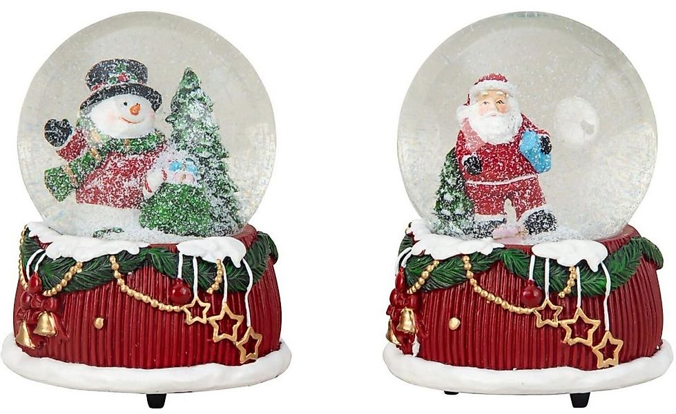 Geschenkestadl Schneekugel 2er Set Schneekugeln mit Spieluhr Weihnachtsmann günstig online kaufen