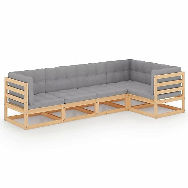 5-tlg. Garten-lounge-set Mit Kissen Kiefer Massivholz günstig online kaufen