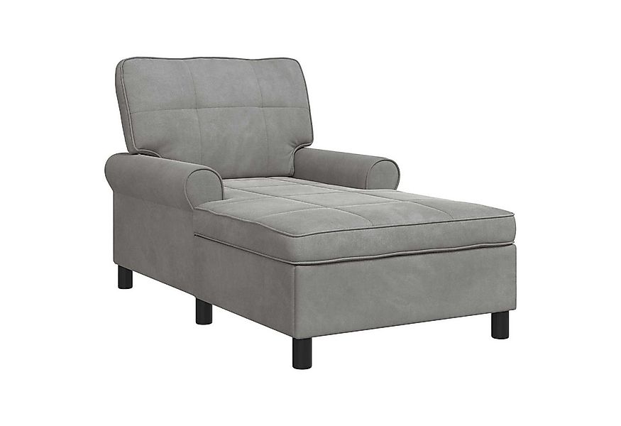 vidaXL Chaiselongue Lounge-Liege mit Kissen Hellgrau 91 x 157 x 91 cm Samt, günstig online kaufen