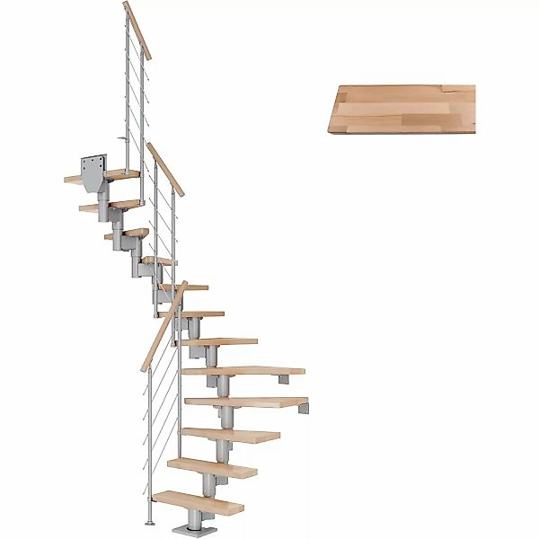 Dolle Mittelholmtreppe Dublin Buche Perlgrau GH bis 292 cm 1/2gew. 75 cm FS günstig online kaufen