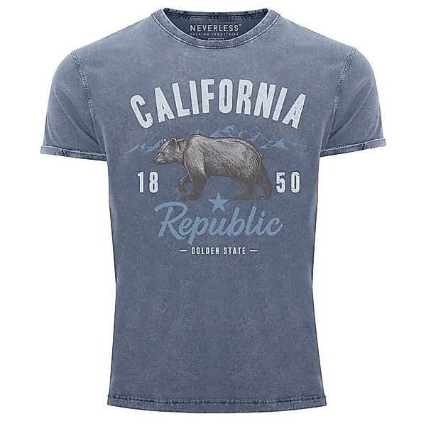 Neverless Print-Shirt Herren Vintage Shirt California Sommer Summer Golden günstig online kaufen