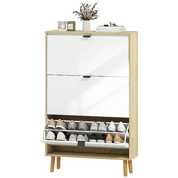 HOMCOM Schuhschrank platzsparend Slim mit 3 Klappentüren, Schuhschrank Eing günstig online kaufen