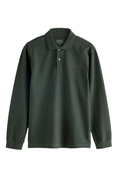 Next Langarm-Poloshirt Regular Fit Lärmeliges Pikee-Poloshirt günstig online kaufen
