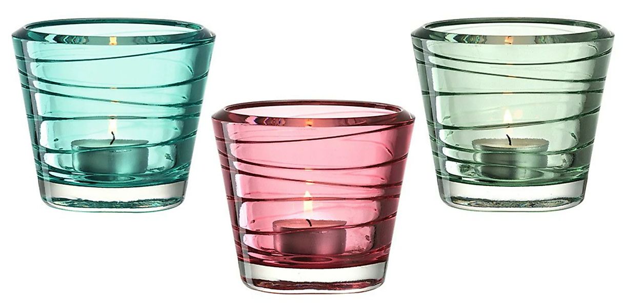 Leonardo verde Struttura Teelichthalter 3 Stück Bunt Tischlicht Glas 8cm günstig online kaufen