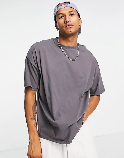 ASOS DESIGN – Oversize-T-Shirt aus Bio-Baumwolle in verwaschenem Schwarz mi günstig online kaufen
