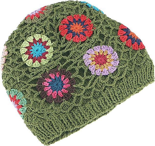 Guru-Shop Strickmütze Bunte Beanie, Baumwoll-Häkelmütze Granny squere.. günstig online kaufen