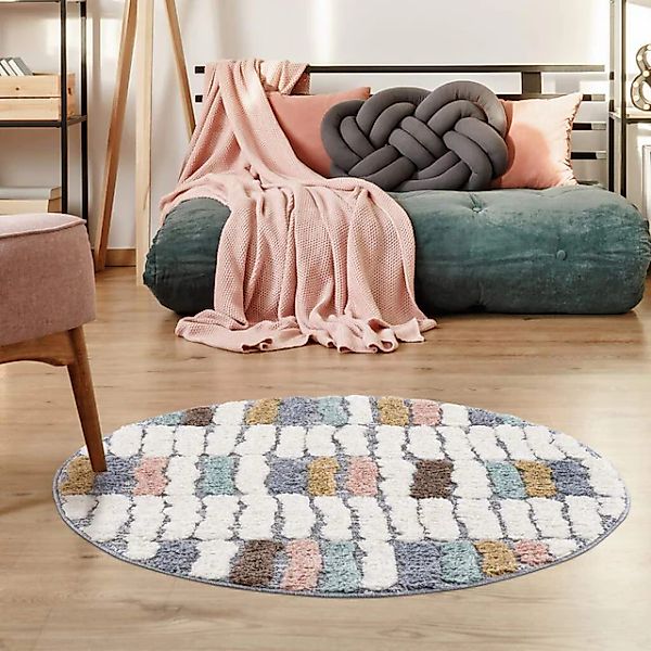 Carpet City Hochflor-Teppich »Focus 3032«, rund, 20 mm Höhe, Boho-Teppich, günstig online kaufen