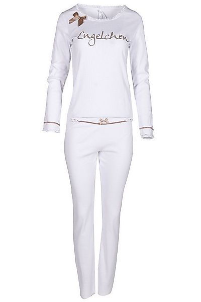Louis & Louisa Schlafanzug Pyjama Damen - ENGELCHEN - weiß günstig online kaufen