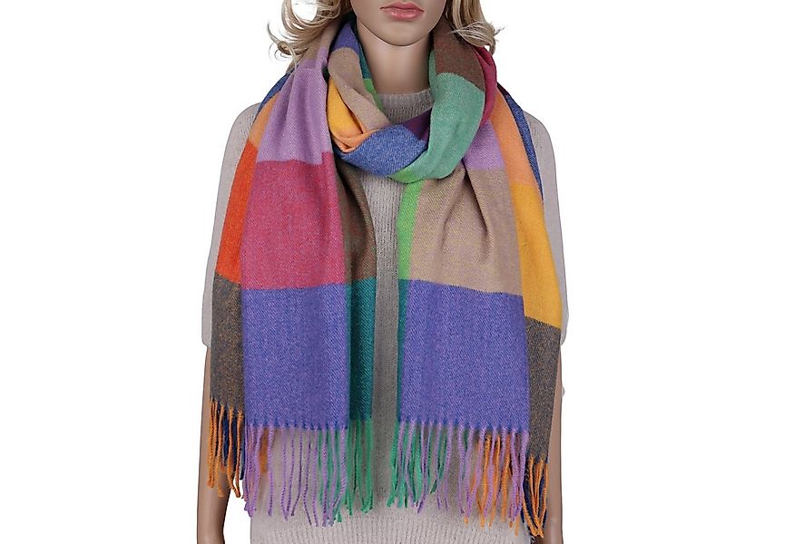 MIRROSI Modeschal weicher und warmer karierter Schal mit Fransen, 70x180cm, günstig online kaufen