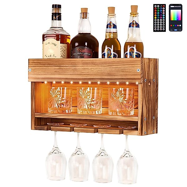 Yorbay Weinregal aus Holz mit LED-Beleuchtung, günstig online kaufen
