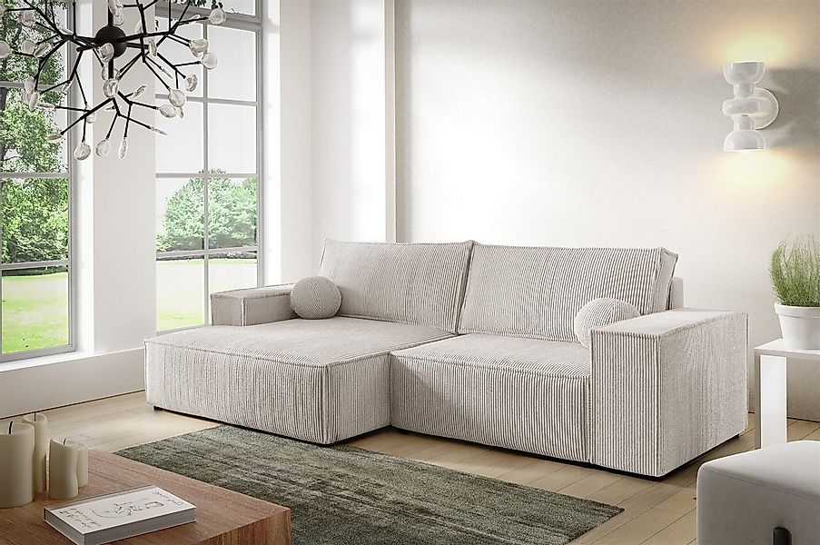 Fun Möbel Ecksofa Schlafsofa Sofa CORUNIA XS in Stoff Poso, Ottomane Links günstig online kaufen
