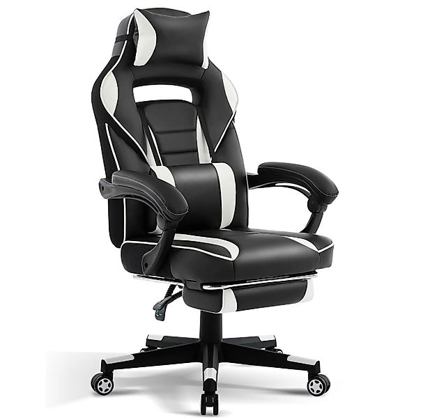 GarveeMore Gaming-Stuhl mit Fußstütze und Lendenwirbelstütze,360° drehbarer günstig online kaufen