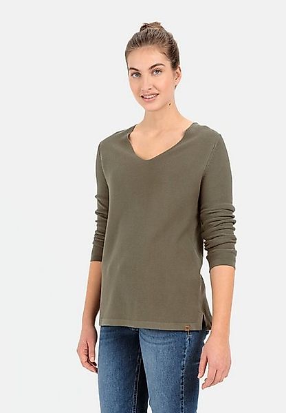 camel active Strickpullover mit V-Ausschnitt Markenlabel günstig online kaufen