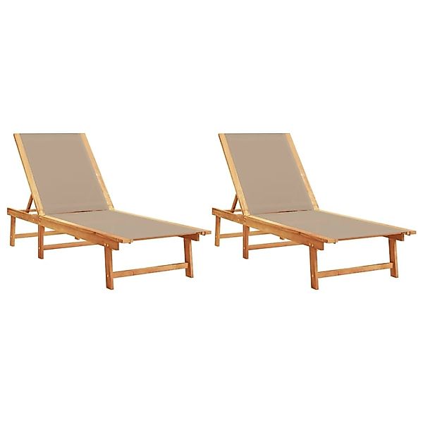 vidaXL Sonnenliegen 2 Stk Taupe Massivholz Akazie und Textilene 3279251 günstig online kaufen