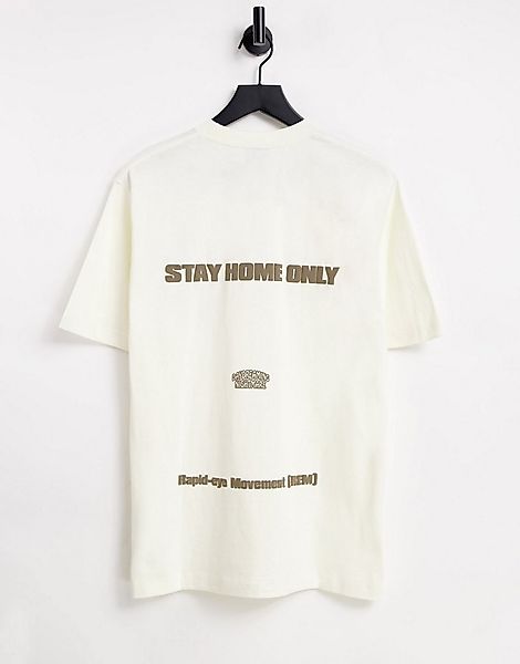Fingercroxx – T-Shirt in Cremeweiß mit „Dreaming“-Print auf dem Rücken-Grau günstig online kaufen