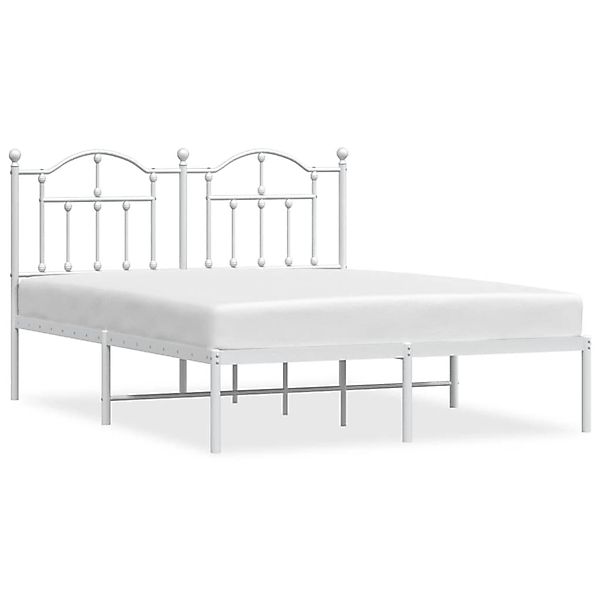 vidaXL Bettgestell, Bettrahmen mit Kopfteil Metall Weiß 140x190 cm günstig online kaufen