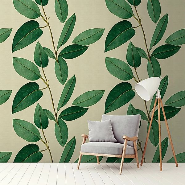 PROFHOME 398661-GU Fototapete Floral Matt Grün Braun 1,59 m x 2,8 m 0,53 m günstig online kaufen