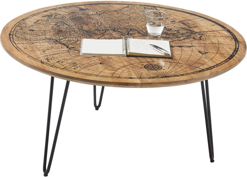 Stolkom Couchtisch "Napcoa" mit Weltkarte Aufdruck, Tisch in Massivholz Man günstig online kaufen