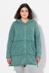 Ulla Popken Sweatjacke Long-Hoodiejacke Vintage-Look A-Linie günstig online kaufen