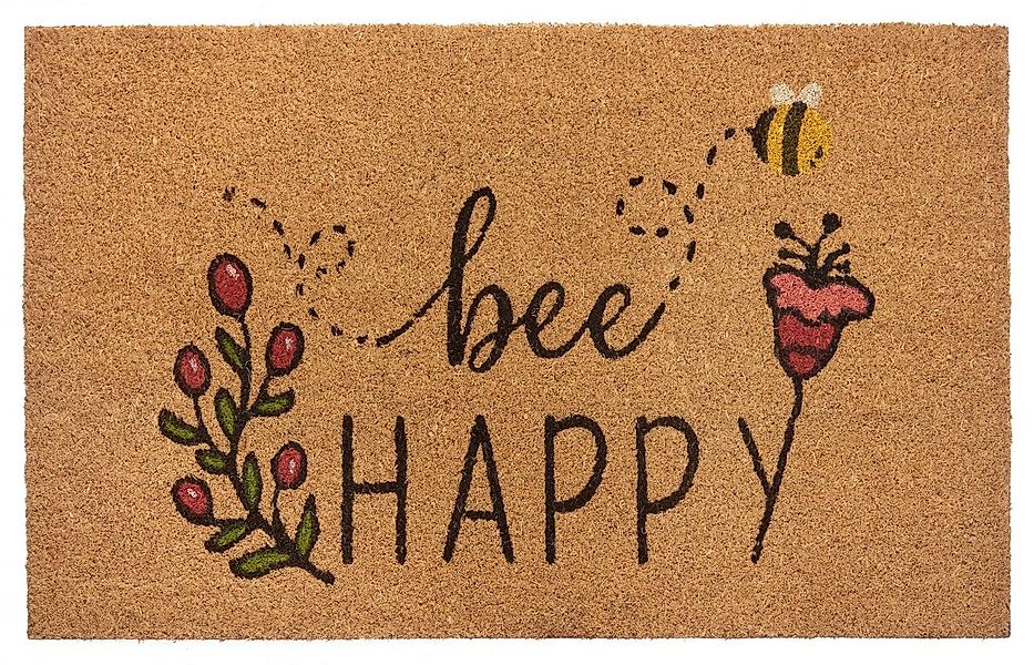 HANSE Home Fußmatte Bee Happy, Türmatte, rechteckig, Höhe: 15 mm, Kokos, Sc günstig online kaufen