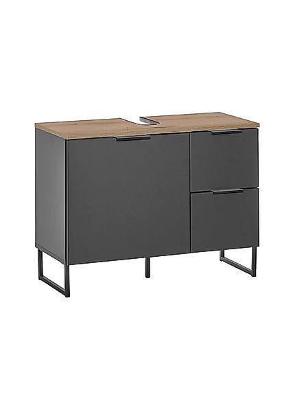 PREISBRECHER Waschbeckenunterschrank Denver 1 Tür, 2 Schübe, schwarz matt / günstig online kaufen