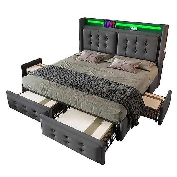Gotagee Polsterbett Doppelbett 140x200 mit Ladefunktion Stauraumbett Jugend günstig online kaufen