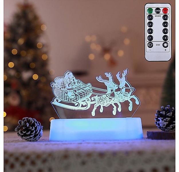Rosnek LED Nachtlicht Weihnachtsmotiv, 3D-Effekt, 7 Farben, Fernbedienung, günstig online kaufen