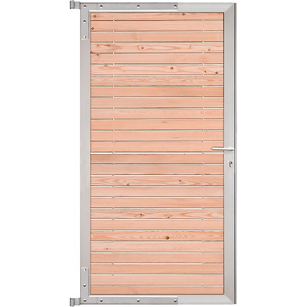 GartenLand Steckzauntor Malmö 90 x 175 cm Holz Douglasie PEFC Aluminium Sil günstig online kaufen
