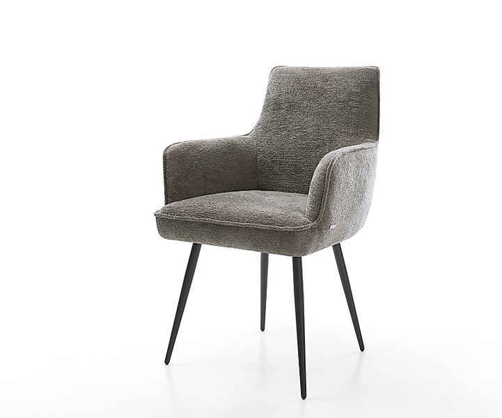 Esszimmerstuhl Heira-Flex mit Armlehnen Bouclé Soft Schlamm 4-Fuß konisch S günstig online kaufen