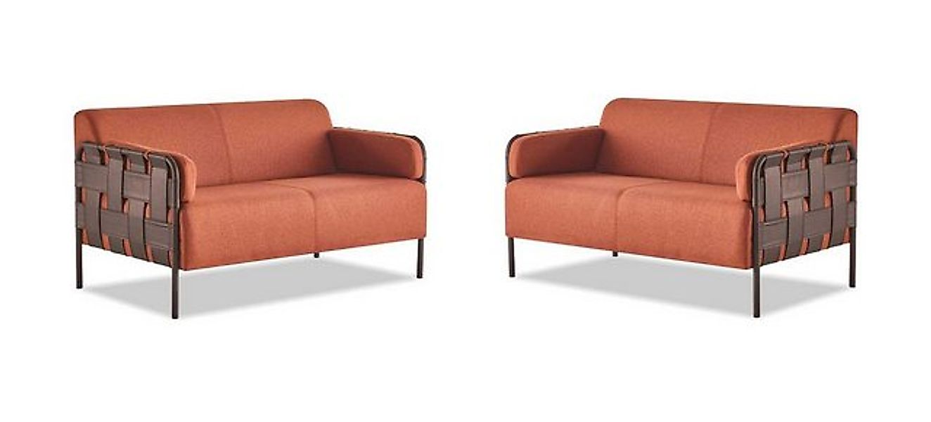 JVmoebel 2-Sitzer Sofa-Set Sofagarnituren 2-Sitzer Orange Couch Ledersofas günstig online kaufen