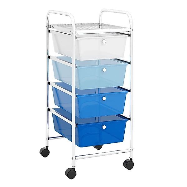 Costway Rollwagen mit 4 Stapelbaren Schubladen Badrollwagen Blau günstig online kaufen